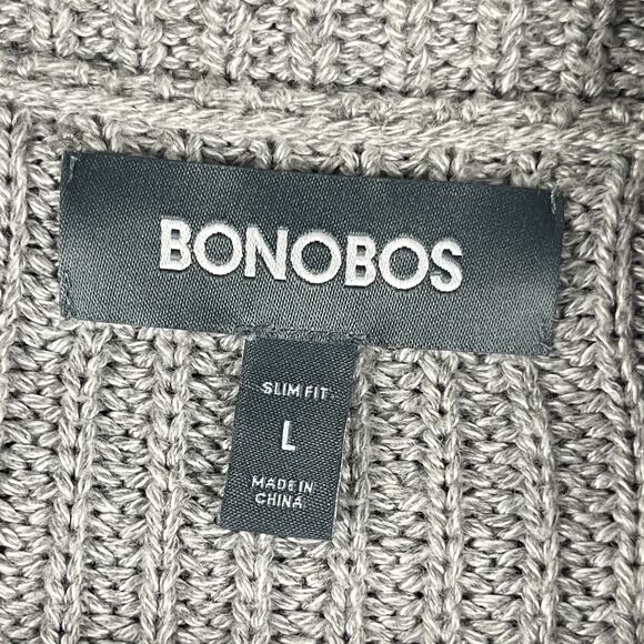 Bonobos Shawl Collar Cardigan Sweater Mens Large Gray Slim Fit Ribbed Grandpa - Picture 5 of 15